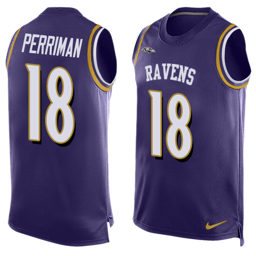 Men's Limited Breshad Perriman Nike Jersey Purple - #18 Player Name & Number Tank Top NFL Baltimore Ravens